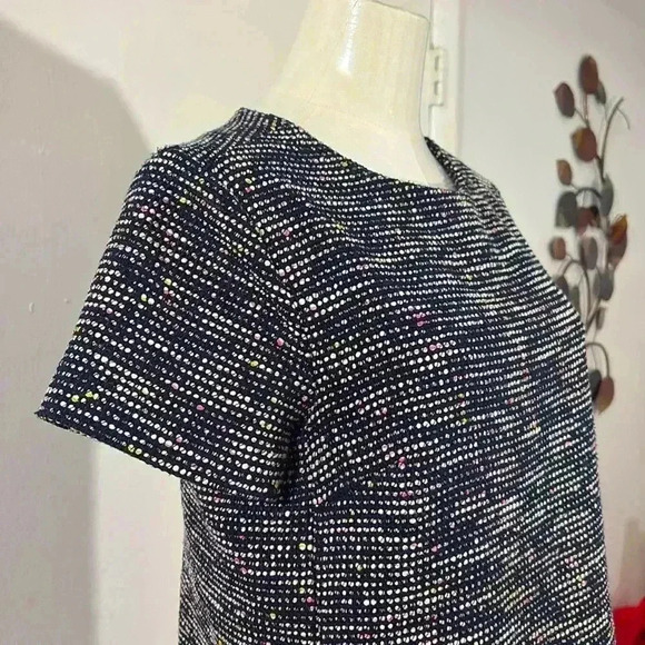 LOFT Navy and Pink Tweed Shift Dress Size 6 - Picture 3 of 6